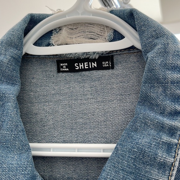 Distressed baby blue jean jacket from Shein - Picture 3 of 5